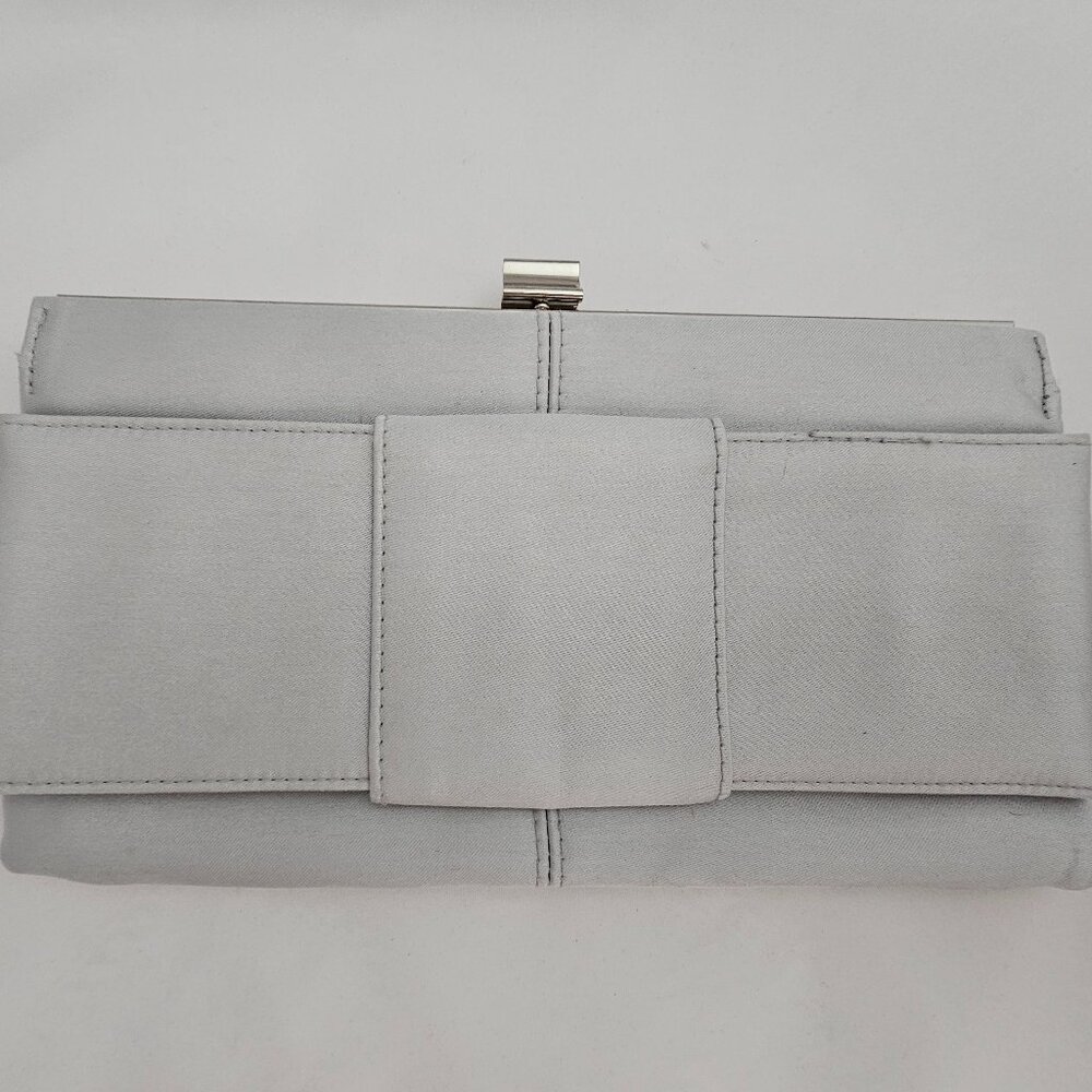 Victoria's Secret Satin Silver Bow Clutch! EUC!